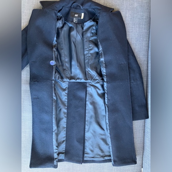 H&M Navy Wool-blend coat - Size 2 - Picture 3 of 7